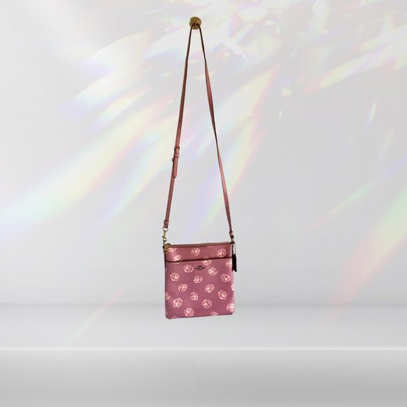 Coach Kitt Floral Print Messenger Crossbody Bag | Pink - Picture 3 of 4